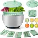 4.25 Qt Stainless Steel Salad Spinner Large, Salad Wash Bowl, Fruit & Vegetable Dryer, with 5-Blade Slicer, Egg Yolk Strainer and Shredder for Efficient Salad Preparation and Food Washing