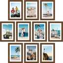 decorUhome 5x7 Picture Frame Set of 10, Display Photos 4x6 with Mat or 5x7 Unmatted for Picture Frames Collage Wall Decor, Brown