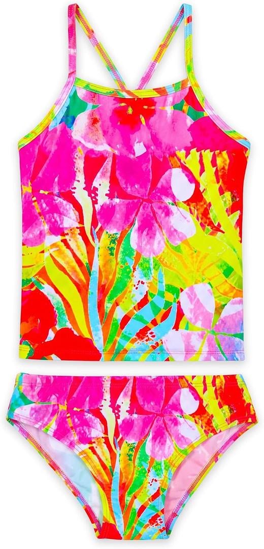Bathing Suit for Girls 2 Piece Sleeveless Swimsuit Camisole Swimwear with Briefs UPF 50+ Sun Protection