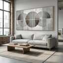 Tucai Decor Neutral Modern Abstract Wall Art - Large Horizontal Canvas Wall Art for Living Room Bedroom Office Grey Silver and Brown Circle Geometric Artwork Minimalist Framed Wall Decor Ready to Hang 20"x40"