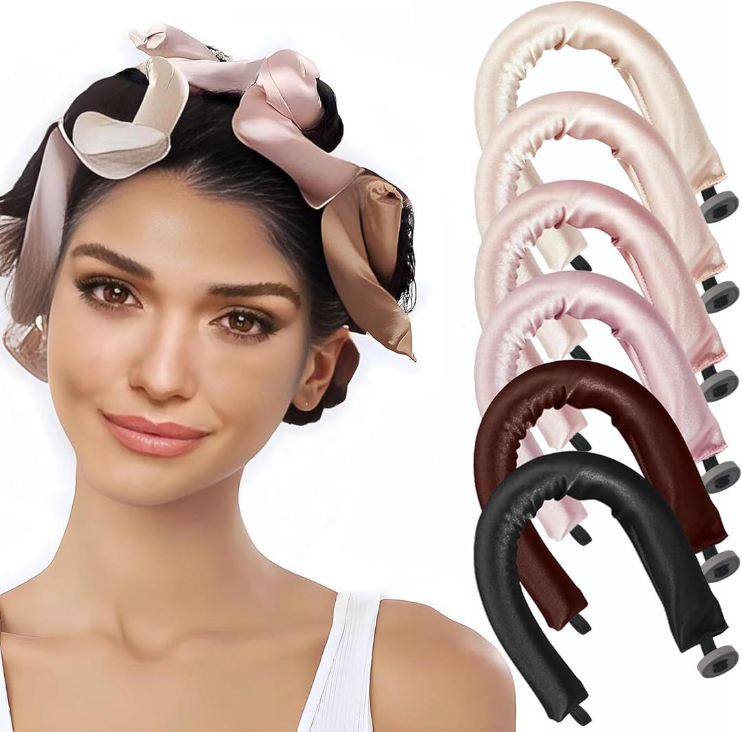 6 Pack Heatless Hair Curler, Heatless Curls Overnight for All Hairs Types, Hair Rollers for Blowout Look Long Hair, Curls Satin Jumbo Flexi Rods to Sleep in (Color, A)