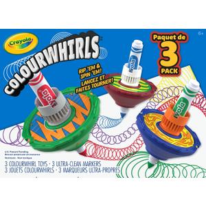 Crayola Colourwhirls (3ct), Spin Art Toy, Battling Spinning Top Toy for Kids, 1 Launcher, Arts & Crafts Kit, Gift for Boys & Girls, Ages 6-8 Years Old 