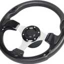 12.5" Black Boat Steering Wheel Anti-Slip 3/4 Inch Axle Marine Steering Wheel Adapter for Seastar and Verad, etc. for Marine Boats, Vessels, Yacht, Pontoon Boat