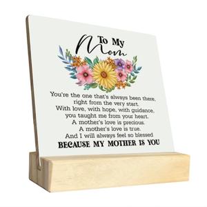  To My Mom Wood Plaque Gift, Gifts for Mom From Daughter, Plaque with Wooden Stand, Meaningful Wood Sign Plaque Gift, Ideas Gift For Mom, Mother's Day Christmas Thanksgiving Birthday Gift B1 (Pack Of 3)