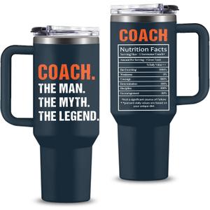 Coach Gifts - 30 Oz Coach Nutriton Facts Tumbler, The Man The Myth The Legend - Christmas Birthday Cheer Coachs Gifts, Soccer Softball Basketball Swim Coachs Appreciation Gift for Him