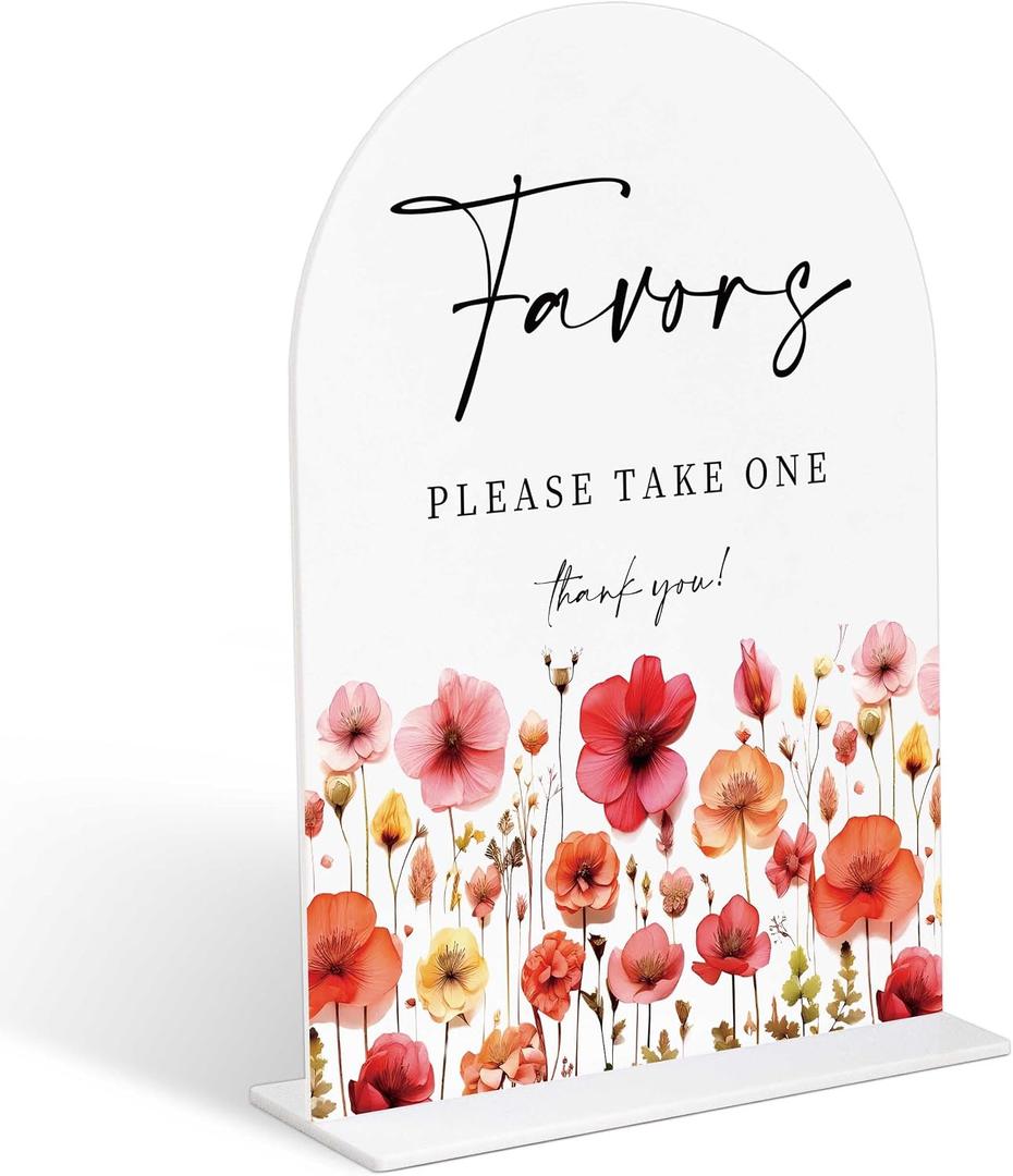 3 x Acrylic Wedding Signs Favors Please Take One Sign for Ceremony and Reception, 6x8" Arch Acrylic Table Decor, Love Is In Bloom & Baby In Bloom Decorations for Baby Shower Bridal Shower Engagement Party, (Mix)