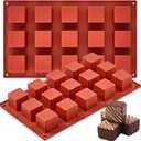 Puyeipt 2 Pack Square Silicone Molds, 1.4" x 1.4" x 1" Cube Baking Molds for Bite Size Chocolate, Cake, Truffle, Brownie, Jello, Ice Cube