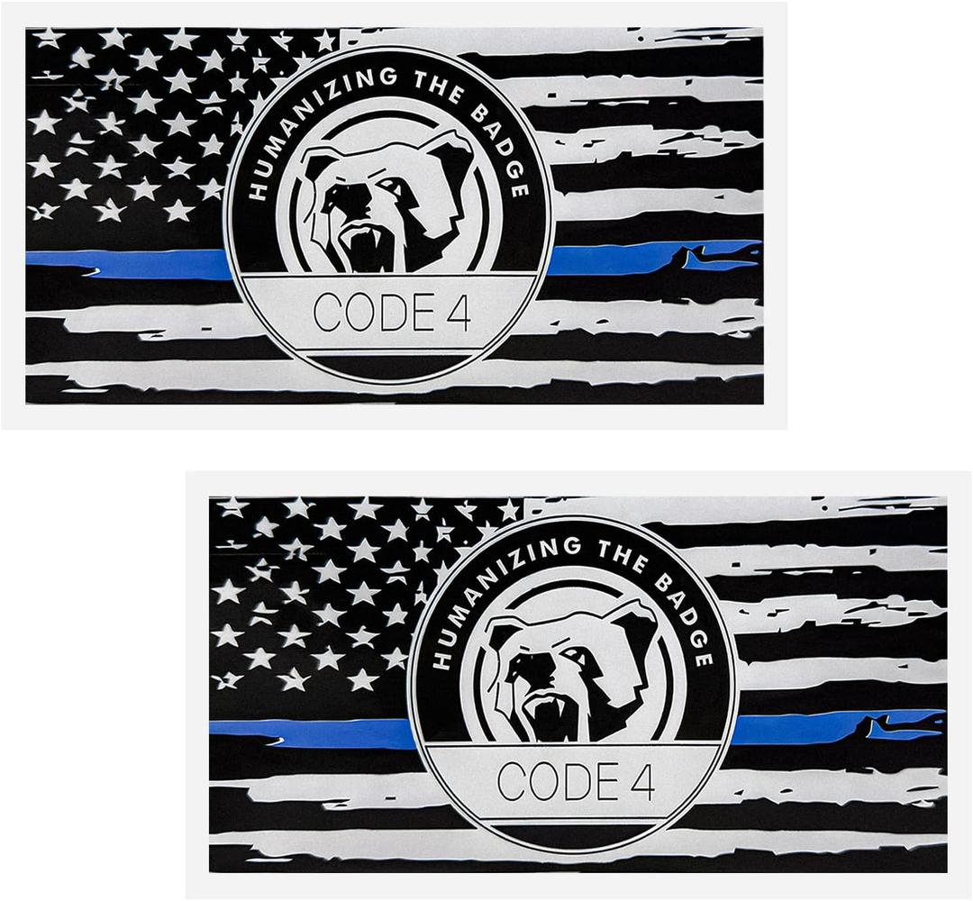 10 x 2PCS Thin Blue Line Sticker Code 4, Police Support Sticker American Flag Thin Line Decal, Waterproof Thin Line Flag Stickers Support Law Enforcement for Car Window Laptop (Larger), 6.73.34 inches