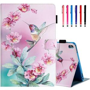 MonsDirect Case for iPad 9th Generation 10.2 inch iPad 8th 7th Generation 2021-2019, Suede Multi-Angle Stand Cover with Auto Wake/Sleep & Pen Holder & Card Slots for iPad 10.2/Pro 10.5", Hummingbird