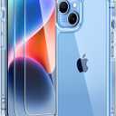 TAURI 3 in 1 for iPhone 14 Case Clear, [Not Yellowing] with 2X Screen Protectors, [Military-Grade Drop Protection] Shockproof Slim 14 Cover 6.1 Inch