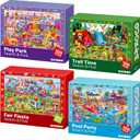 QUOKKA 100 Piece Puzzles for Kids Ages 4-6 4xSET Search and Find Kids Puzzles Ages 5-8 Artist-Crafted Illustrations, Hidden Objects, Unique Jigsaw Shapes, Educational Activity for Learning & Play