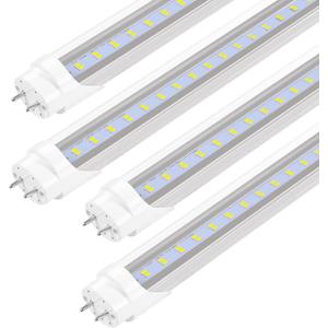 PARNOARCK Fluorescent Light Bulbs 48 inch T8 LED Bulbs 4 Foot Type A+B,24W 3200LM 6500K Clear Cover Super Bright,Single and Double End Powered,T8 T10 Fluorescent Bulbs Replacement, 4Pack