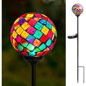 VCUTEKA Solar Garden Lights - Mosaic Solar Lights Outdoor Decor Pathway Light Waterpoof LED Stake Light for Landscape Lawn Patio