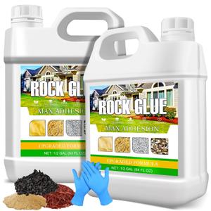Rock Glue for Landscape, Mulch & Gravel Binder, Stones, Bark, Clear-Drying