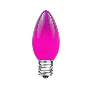Novelty Lights 25 Pack C9 Ceramic Outdoor String Light Christmas Replacement Bulbs, Purple, E17/ C9 Base, 7 Watt