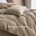JELLYMONI 100% Washed Cotton Duvet Cover King Soft, Breathable Linen-Look Bedding with Natural Wrinkle Texture, Button Closure, 3-Piece Set (Dusty Khaki, 104"x90")
