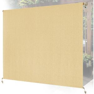 8'W x 8'H Sesame Patio Shades Roll up Outdoor Roller Shade Crank Wand Blind Cordless, 90% UV Blocking & Privacy Protection for Porch|Gazebo|Pergola|Backyard (2 Splicing Tube, 1 Fabric)