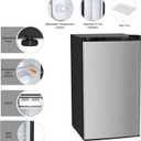 COWSAR 3.2 Cu.Ft Mini Fridge with Freezer, Freestanding Compact Refrigerator with Reversible Door & 7-Speed Thermostat, Small Fridge for Office, Apartment, Gameroom (STEEL)