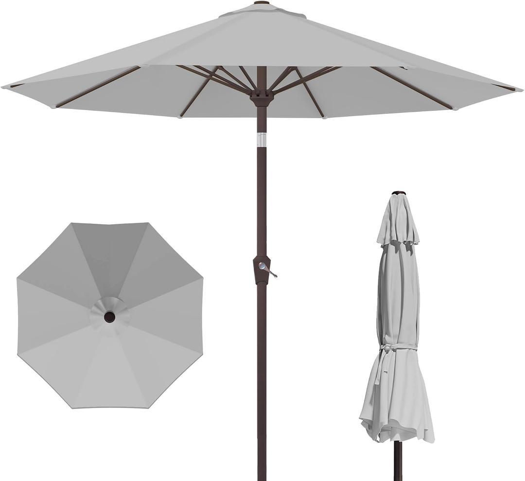 PatioKingdom 10FT Patio Umbrella with Push Button Tilt and Crank, Outdoor Market Umbrella with 8 Fiberglass Ribs, UV Protection Table Umbrella for Pool,Backyard,Garden,Deck