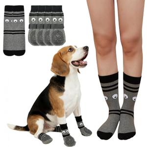 Non-Slip Dog Socks & Owner Sock Set- Extra-Grip, Paw Protection for Senior & Active Dogs(Grey, 2XL)