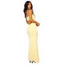 VANCOL Women's Cutout Backless Maxi Dress Sexy Sleeveless Tight Slip Spaghetti Strap Long Dresses Yellow Small