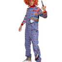 Spooktacular Creations Halloween Killer Costume for Child, Kids Play Blue Costume Jumpsuit and Wig Outfit(Medium (8-10yr))