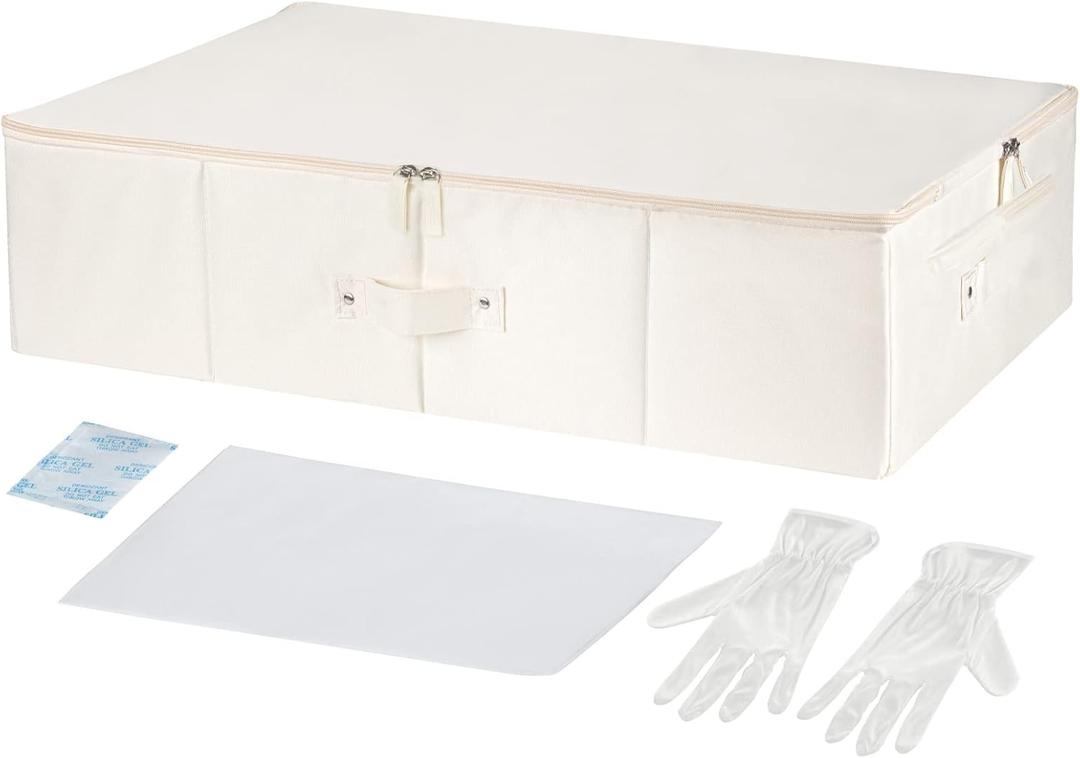 Wedding Dress Storage Box - Wedding Dress Preservation Box with 20 Sheets of Acid Free Tissue Paper for Storage Wedding Dress Storage Box Kit,Heirloom Wedding Gown Storage Box - Bride Musthaves(Beige)