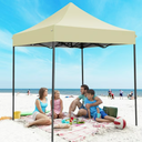 HOTEEL 6.5x6.5 FT Pop up Canopy, Waterproof Commercial Canopy Tent,Outdoor Garden Gazebo, with Carry Bag,Khaki