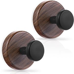 OUTXE Suction Cup Wreath Hanger, Heavy Duty Reef Hook for Front Door/ Glass Window/ Over Door/ Outdoor, Christmas/ Thanksgiving/ Halloween/ July 4th/ Easter/ Valentine/ Fall/ Summer/ Spring (Walnut, 2-Pack)