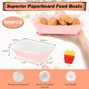 Yinkin 100 Pcs 2lb Paper Food Trays Boat 2lb Disposable Nacho Trays Kraft Paper Boat for Tacos Concession Easter Graduation Birthday Wedding Christmas Halloween Valentine Party Supplies(Light Pink)