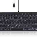 Perixx PERIBOARD-429 US Wired Mini Backlit Keyboard - Thin and Silent Scissor Keys - White Backlight Color - US English