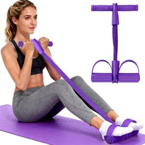 Pedal Resistance Band with Handle, Aturien Adjustable Powerful 4-Tube Elastic Bands for Exercise, Multifunctional Foot Pedal Puller, Home Workout Equipment for Legs Arms Abs