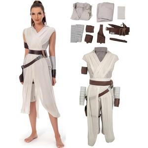 Knight Costume Women Adult Halloween Cosplay White Outfit Accessories | Renaissance Force Suit Shirt Pants Belt Wristband Armband Medieval Uniform Accessory for Carnival Stage Role Play Party, M