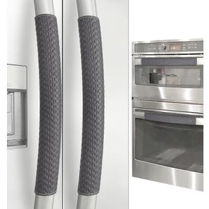 Refrigerator Door Handle Covers, 4 PCS, Performance Appliance Handle Covers, Non-Slip Fridge Door Handle Covers, Keep Your Kitchen Clean, Microwave Oven Dishwasher door Handle Protectors(Carbon Black)