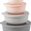 COOK WITH COLOR Prep Bowls with Lids- Wide and Deep Nesting Plastic Small Mixing Bowl Set with Lids, 8 Piece Set - Wide Bowls, Grey/Pink