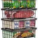 iSPECLE Freezer Organizer Bins - Fit 10 to 20 Cu.FT Deep Freezer, 4 Pack Large Expandable Stackable Chest Freezer Organizer Bins Sort Frozen Food and Easily Get without Digging in the Freezer, Black