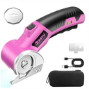 Cordless Electric Scissors: 4V Rechargeable Rotary Cardboard Cutter, 3000mAh Battery, with LED Light & Safety Lock, 2 Blades, Electric Box Cutter for Fabric Carpet Carton Plastic Leather Cloth (Green)