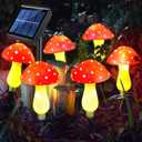 New Upgraded Waterproof Solar Mushroom Lights Outdoor Decor, 8 Modes for Garden Pathway Landscape Yard Easter Pathway Halloween Xmas Decorations, Set of 6 Red