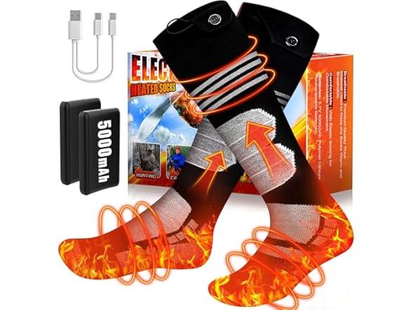 VeRosky Heated Socks, Heated Socks for Men, Women, Rechargeable, Washable, Electric Heated Socks Up to 8 Hours with 4 Heating Levels for Hunting, Camping, Hiking, Skiing, Walking, Fishing, Cycling, Outdoor Work