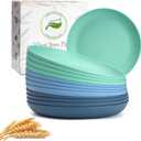 12PCS Unbreakable Dinner Plates, Dishwasher & Microwave Safe Plastic Plates Reusable, Lightweight Wheat Straw Plates for Kitchen (Serenity, 10 IN)