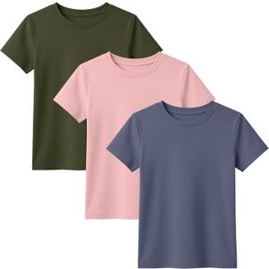 3 Pack Toddler Short Sleeve Tops | Crew Neck, Slim Fit, Summer Tees, Basic, Cute, Casual Tops, for Kids 18M-5T (Blue)