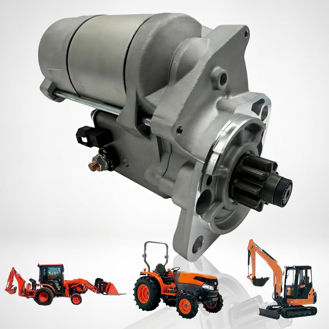 Starter Motor for Kubota Tractor Diesel Engine - 12V 9T 2.0KW Replacement Compatible with D1703 D1803 V2203 V2403 L3430 L4740 L5030 KX121-3 Models, OEM 17123-63016 17123-63013 18004N 15425-63010