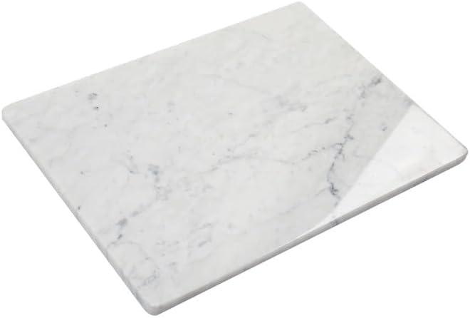 Marble Stone Cutting Board For Kitchen,16x12 Inch White Carrara Marble Pastry Board With Non-Slip Feet For Baking, Cheese, Charcuterie, Chocolate