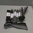 Reusable Clear Plastic Serving Utensils Set of 24, Heavy Duty Large Serving set 10" Serving Spoons/10" Slotted Spoons/9.4" Tongs, for Party Buffet Catering (Gray Ombre, Not for Cooking)