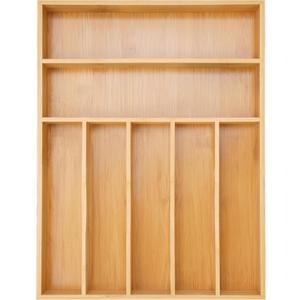 Silverware Organizer Kitchen Drawer Organizer Utensil Organizer Bamboo Silverware Holder Cutlery Organizer in Drawer Flatware Organizer Tray (7 slots, Natural)