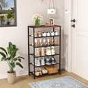HOMEFORT Shoe Rack 6-Tier, Shoe Storage Shelf, Industrial Shoe Tower, Narrow Shoe Organizer for Closet Entryway, Small Shoe Rack Table with Durable Metal Shelves, Rustic Brown