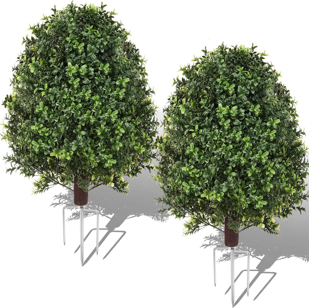 28.5inch Faux Boxwoods for Outdoor Planters, UV Resistant Boxwood Topiary