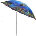 Beach Umbrella with Sand Anchor & Carry Bag, 6.5 Foot Beach Umbrella with Tilt Adjustable Pole Height, Ideal for Travel Garden Lawn, UPF 50+ (coral reef)