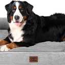 EHEYCIGA Orthopedic Dog Beds for Extra Large Dogs, Waterproof Memory Foam XXL Pet Bed with Sides, Non-Slip Bottom and Egg-Crate Foam Big Dog Couch Bed with Washable Removable Cover, Grey