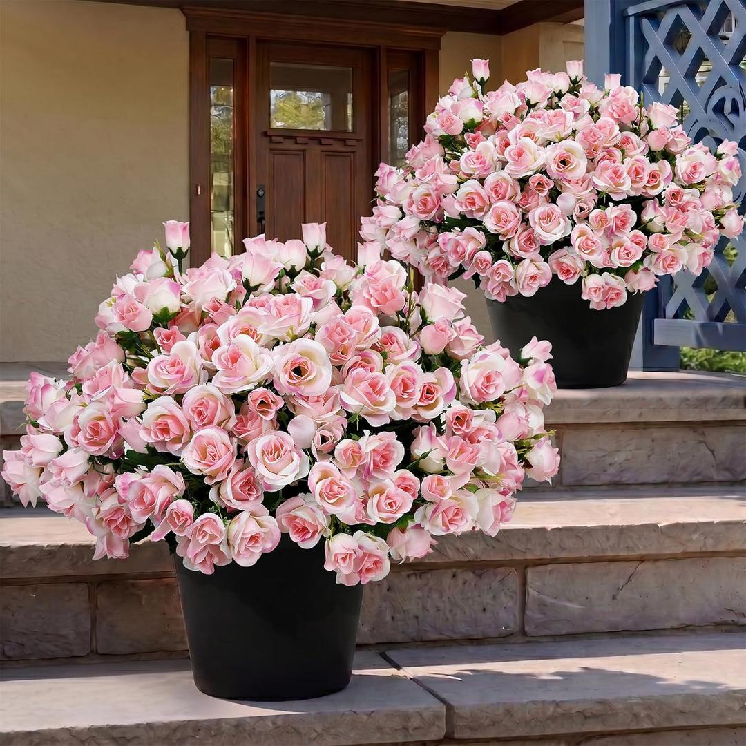 Set of 2 Pre-Made Artificial Potted Flowers for Outdoors
